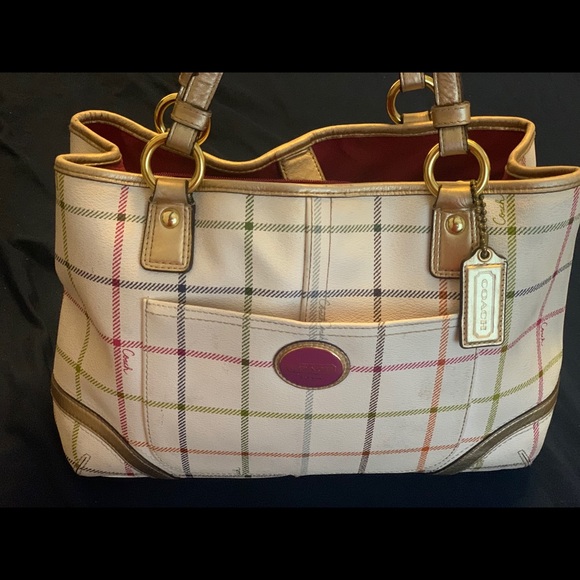 COACH PEYTON TATTERSALL TOTE HANDBAG - Picture 1 of 5